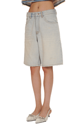 Light - Wash Vintage Pleated Denim Shorts - COPPING THREADS - MOROMORO